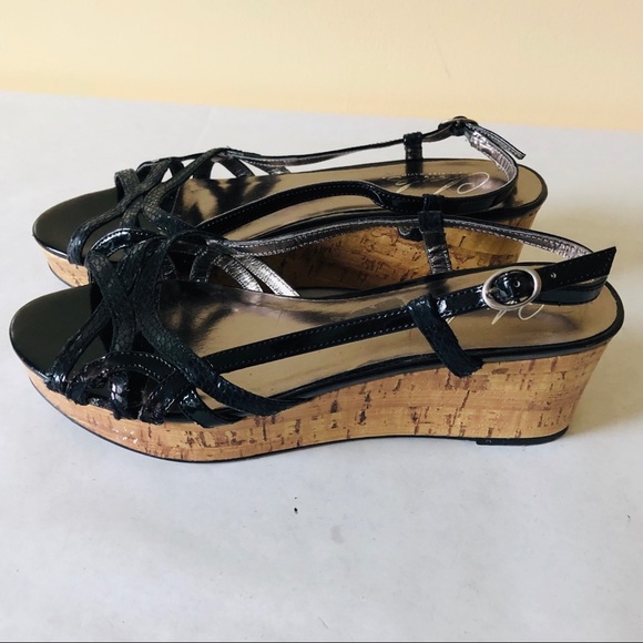 Charles David Black Wedge Sandals - Picture 4 of 8